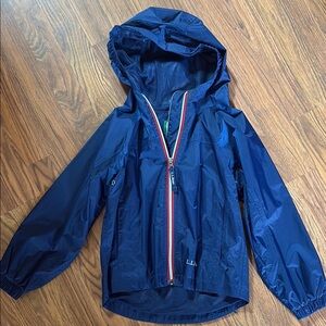 L.L. Bean Blue Raincoat with Hood and Elastic Cuffs